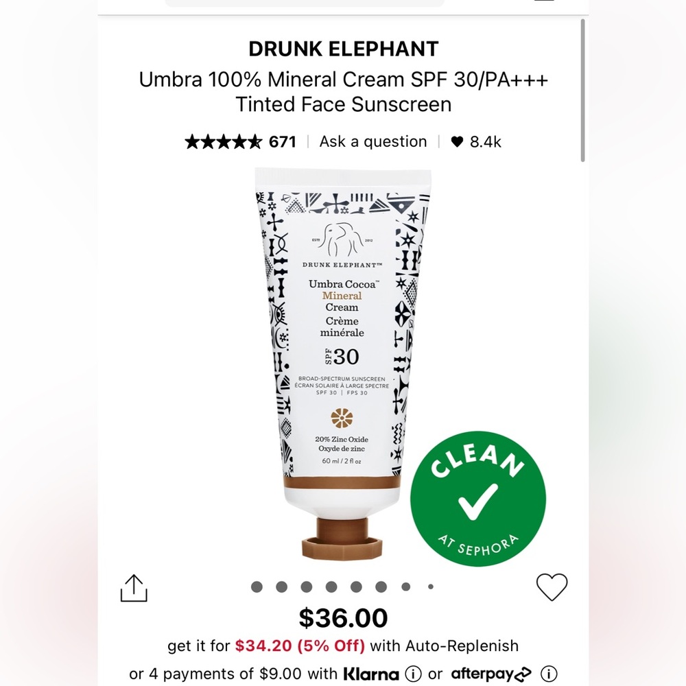 drunk elephant sunscreen shade cocoa